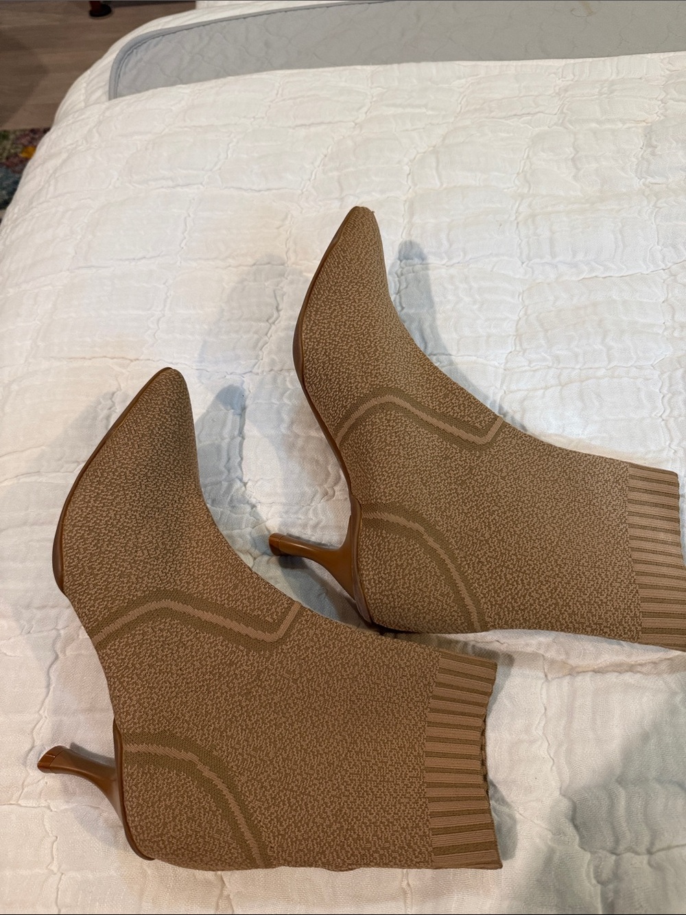 Cosy Island Brown Knit Pointed-Toe Sock Booties